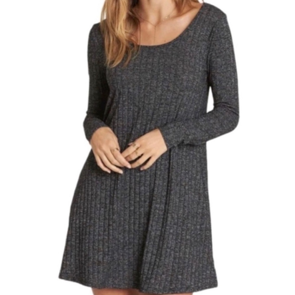 Michael Stars Gray Ribbed Long Sleeved Dress | Medium